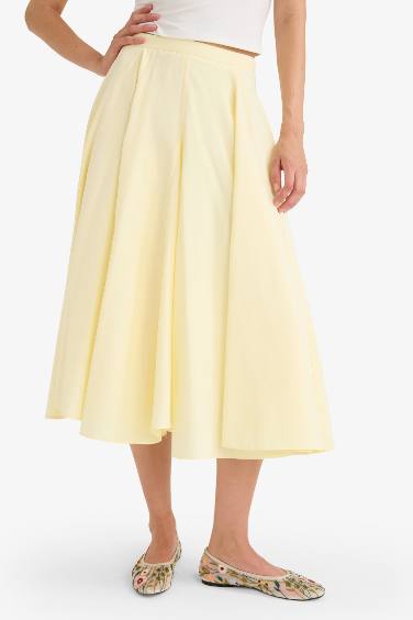 A Cut Poplin Lined Normal Waist Maxi Skirt