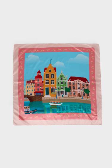 Kadın Amsterdam Temalı Fular