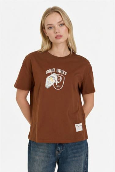 Футболка Snoopy Oversize с принтом круглым вырезом и коротким рукавом