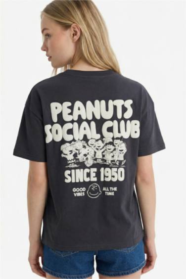 Snoopy Oversize дөңгелек жағалы суретті қысқа жеңді футболка