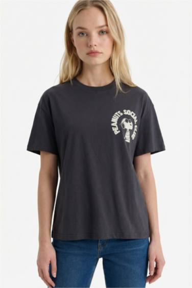 Snoopy Oversize дөңгелек жағалы суретті қысқа жеңді футболка