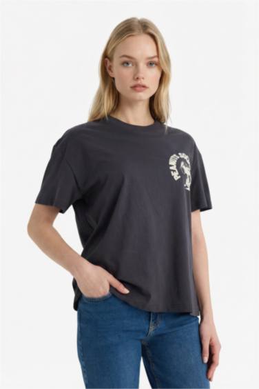 Snoopy Oversize дөңгелек жағалы суретті қысқа жеңді футболка