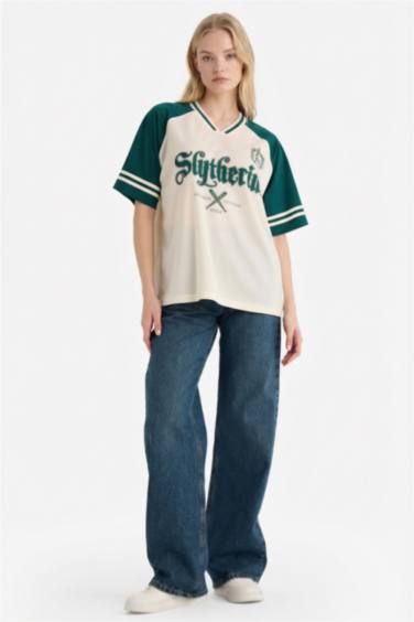 Футболка Harry Potter Oversize с принтом коротким рукавом и воротником поло