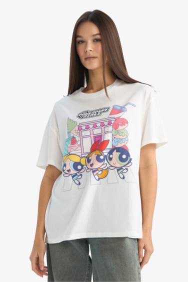 PowerPuff Girls Oversize кең пішімді суретті қысқа жеңді футболка