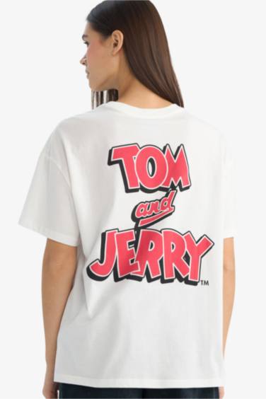 Tom & Jerry Oversize кең пішімді суретті қысқа жеңді футболка
