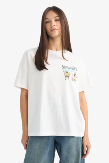 تيشيرت نص ردن اوفر سايز من سبونج بوب