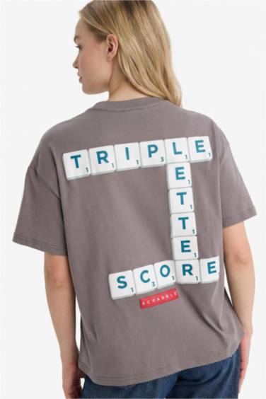 Oversize кең пішімді суретті қысқа жеңді футболка