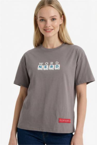 Oversize кең пішімді суретті қысқа жеңді футболка