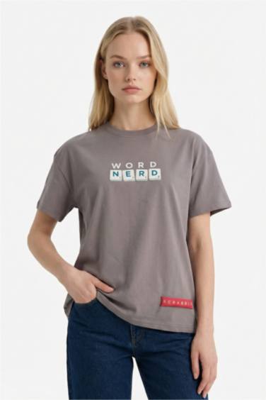 Oversize кең пішімді суретті қысқа жеңді футболка