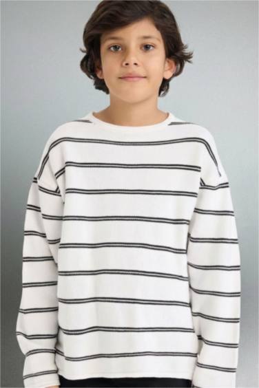 Bisiklet Yaka Çizgili Triko Kazak Erkek Çocuk