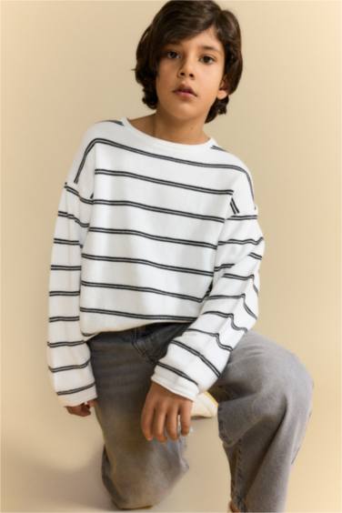 Boy Crew Neck Striped Knit Pullover