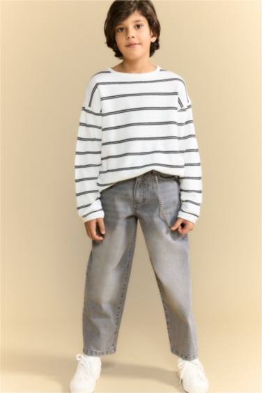 Boy Crew Neck Striped Knit Pullover
