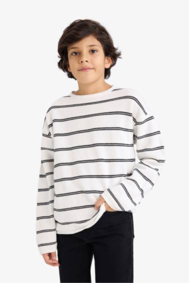 Bisiklet Yaka Çizgili Triko Kazak Erkek Çocuk