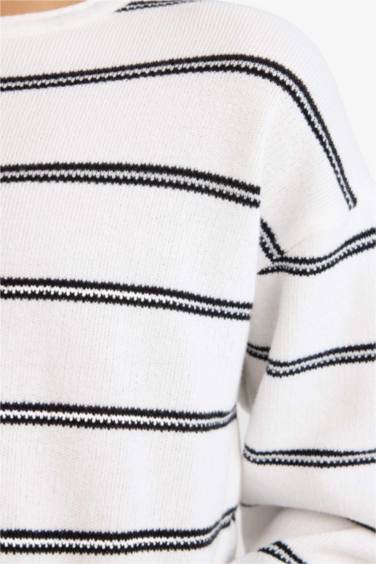 Bisiklet Yaka Çizgili Triko Kazak Erkek Çocuk