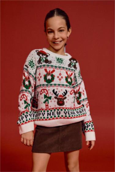 بلوز صوف بناتي اوفر سايز بطبعة كريسماس