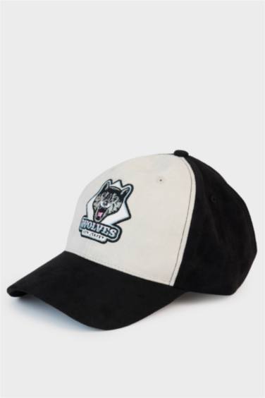 Erkek Etiket Baskılı Süet Cap Şapka