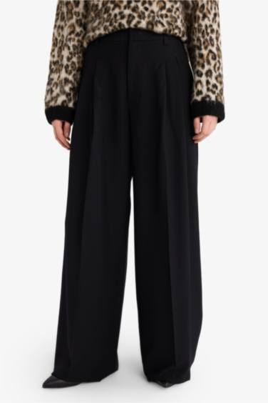 Wide Leg жоғары белді қос қалталы ұзын шалбар