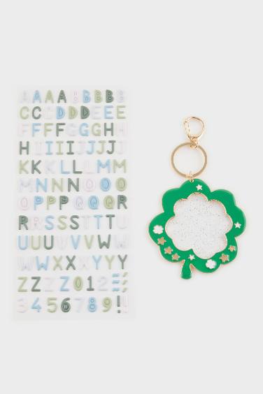 Kadın Yonca Temalı Harfli Charm Anahtarlık