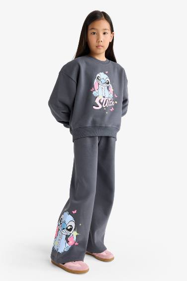 Kız Çocuk Disney Lilo & Stitch 2'li Takım Sweatshirt Eşofman Altı 