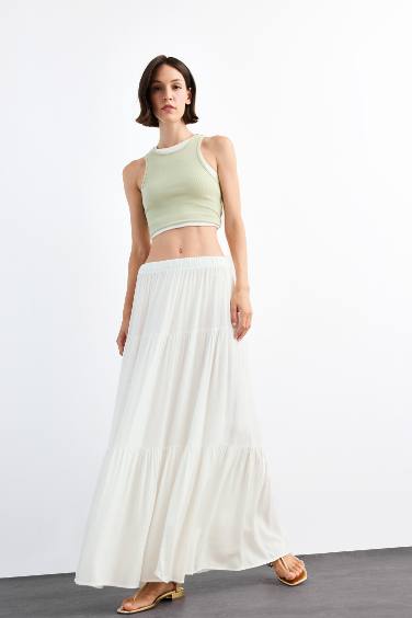 Cotton Lined Normal Waist Maxi Skirt