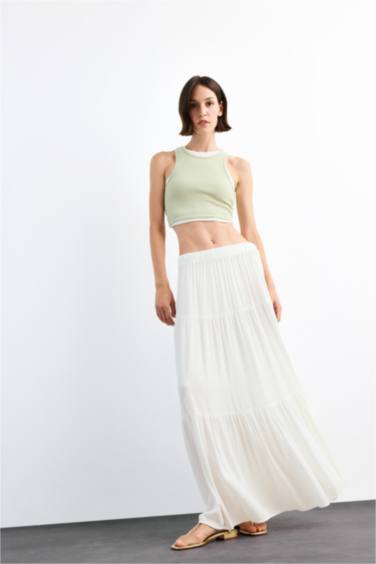 Cotton Lined Normal Waist Maxi Skirt