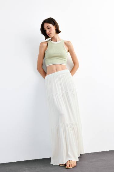 Cotton Lined Normal Waist Maxi Skirt