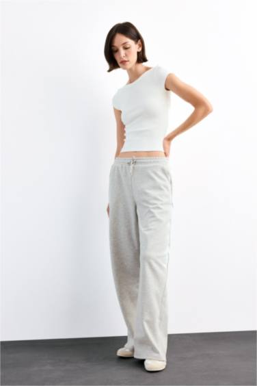 Relax Fit Elastic Waist Straight Leg Modal Trousers