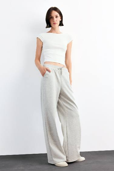 Relax Fit Elastic Waist Straight Leg Modal Trousers