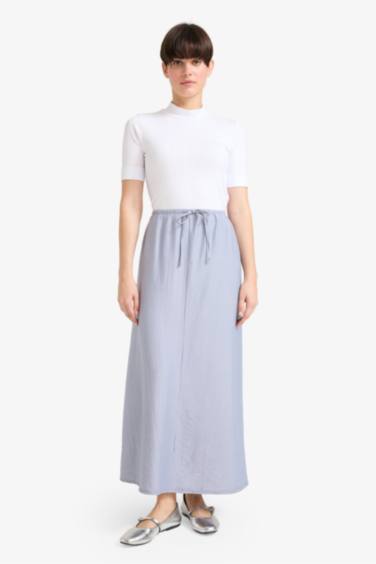 تنورة طويلة قماش كرنكيل قصة مريحة وخصر مطاطي