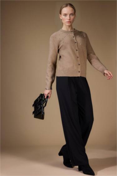 Straight Wide Düz Paça Krep Pantolon