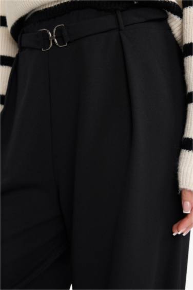 Straight Wide Düz Paça Krep Pantolon