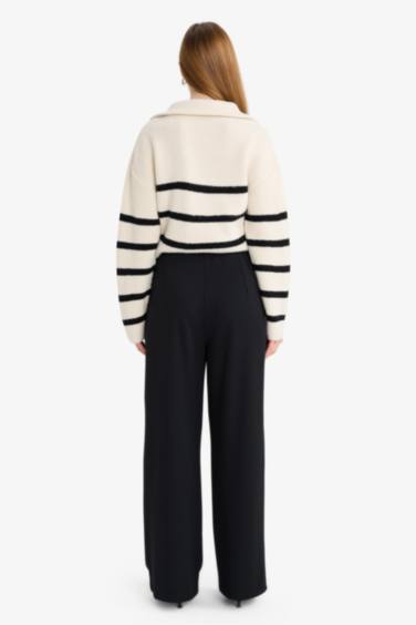 Straight Wide Düz Paça Krep Pantolon