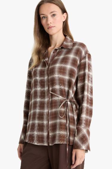 Regular Fit Glittery Plaid Shirt