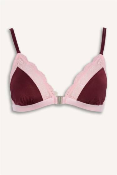 Lace Detail Satin Unpadded Unwired Bra