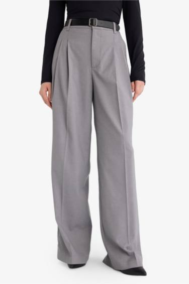 Wide Leg жоғары белді қос қалталы қысқартылған шалбар кюлот