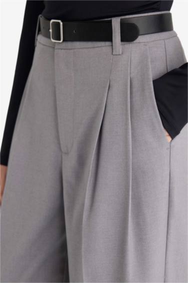 Wide Leg жоғары белді қос қалталы қысқартылған шалбар кюлот