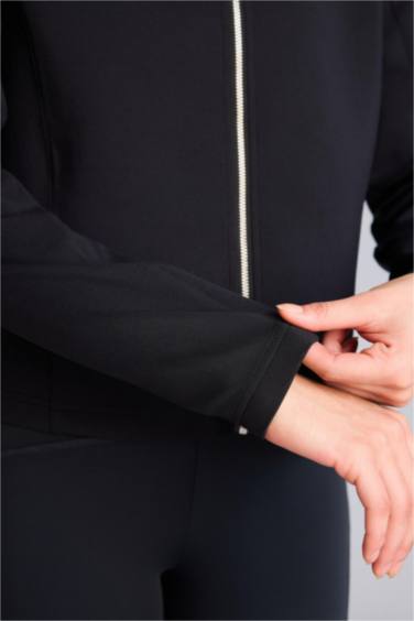 Standart Fıt Dik Yaka Skuba Dalgıç Kumaş Fermuarlı Sweatshirt - Görsel 7