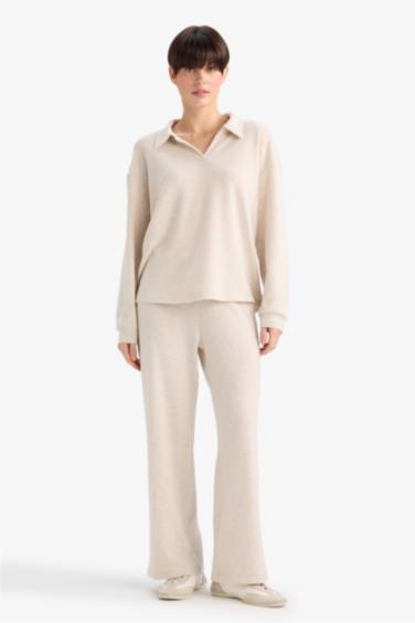 Pijama Takımı Regular Fit Uzun Kollu Velur Üst Uzun Alt-Fall in Love