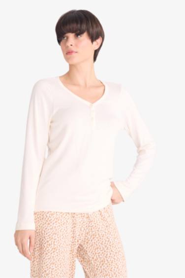 Pijama Takımı Regular Fit Uzun Kollu Üst Desenli Uzun Alt-Fall in Love