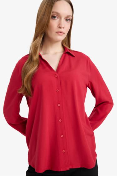 Әйелдер күніне арналған Regular Fit қайырма жағалы ұзын жеңді жейде