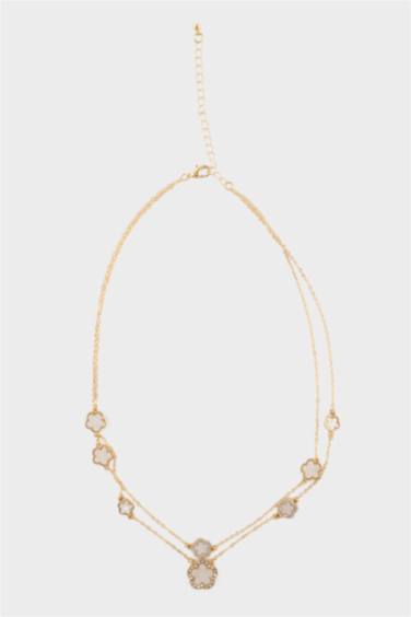 Kadın 2'li Beyaz Detaylı Yonca Kolye