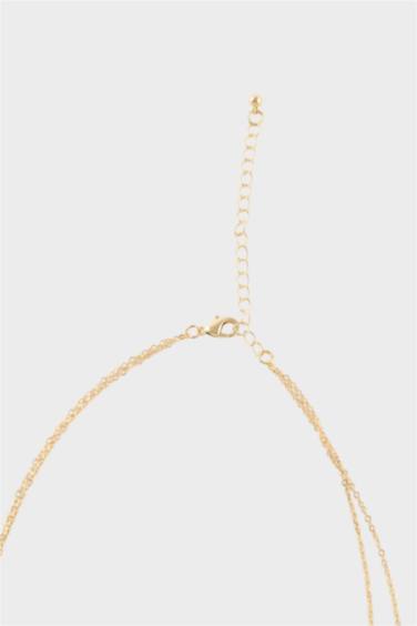 Kadın 2'li Beyaz Detaylı Yonca Kolye