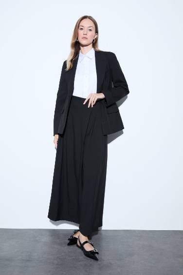 Regular Fit Geniş Paça Dokuma Pantolon