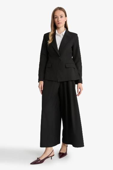 Regular Fit Geniş Paça Dokuma Pantolon