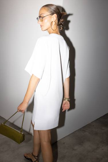 A-Line Cotton Short Sleeve Mini Dress