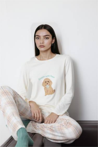 Regular Fit Printed Top Bottom 2 Piece Pajama Set