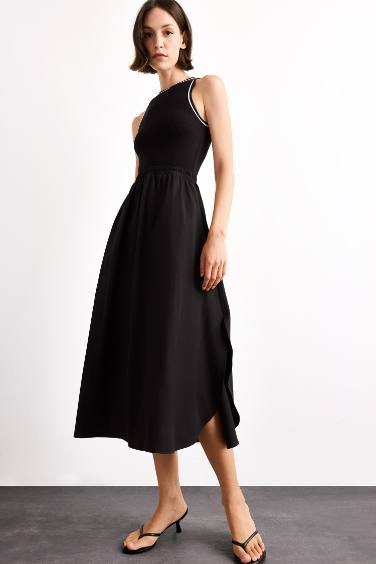 A Cut Cotton Sleeveless Midi Dress