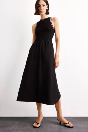 A Cut Cotton Sleeveless Midi Dress
