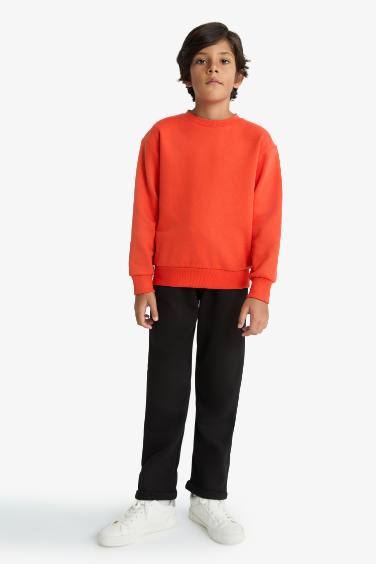 Pantalon de survêtement droit en piqué à taille élastique pou garçon