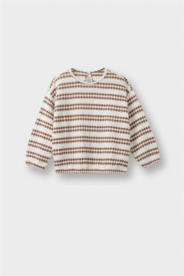 Baby Girl Crew Neck Striped Sweatshirt